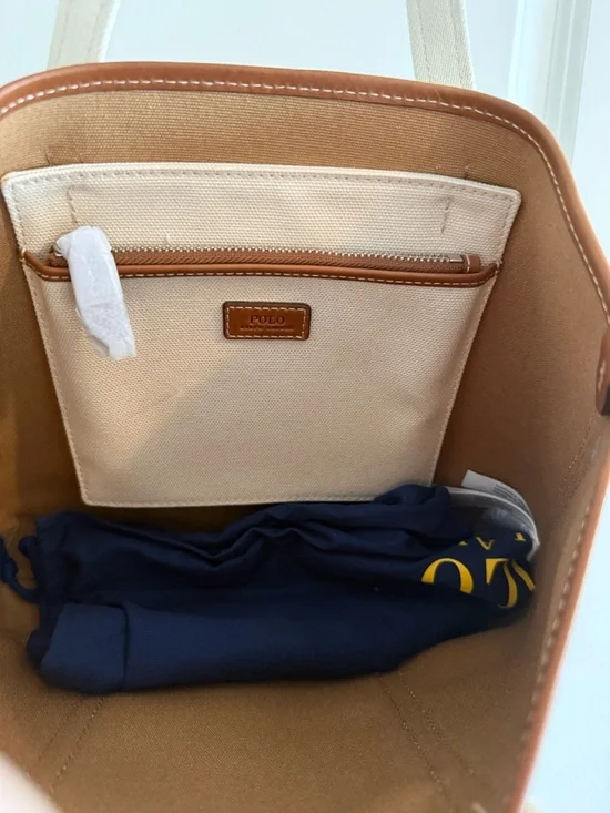 Ralph Lauren Polo Small Bear Canvas Tote ECRU TAN New with Tag And Dust Bag - Picture 4 of 4